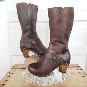 Western Dansko Rylan Crazy Horse Cowgirl Clog Boots Heels Studs Buckles Boho 37